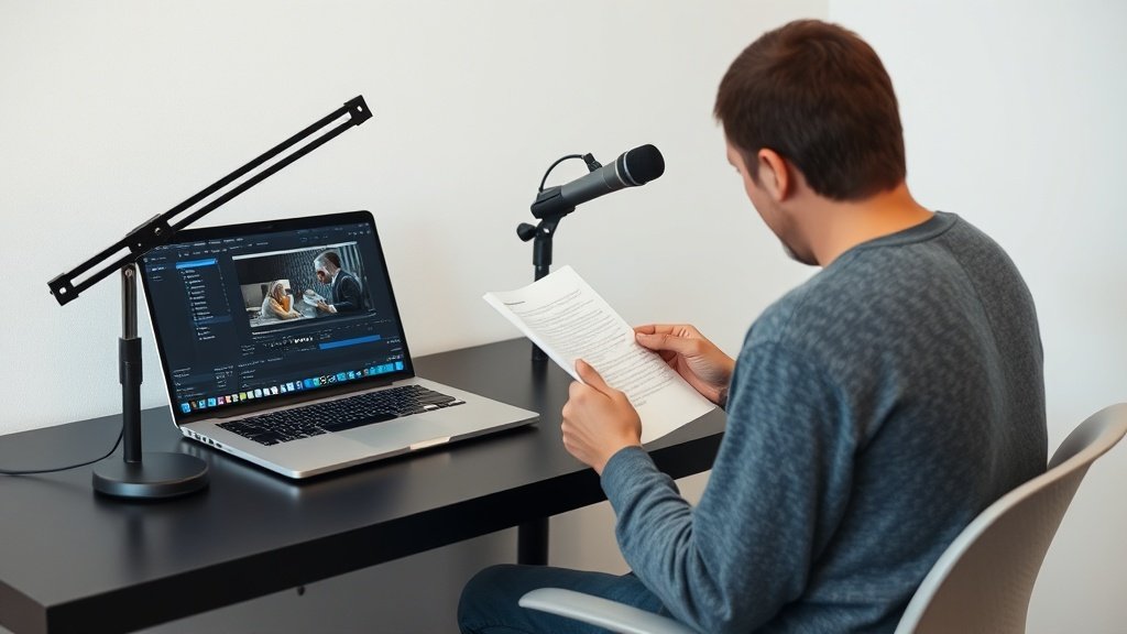 creator reading script out loud while editing