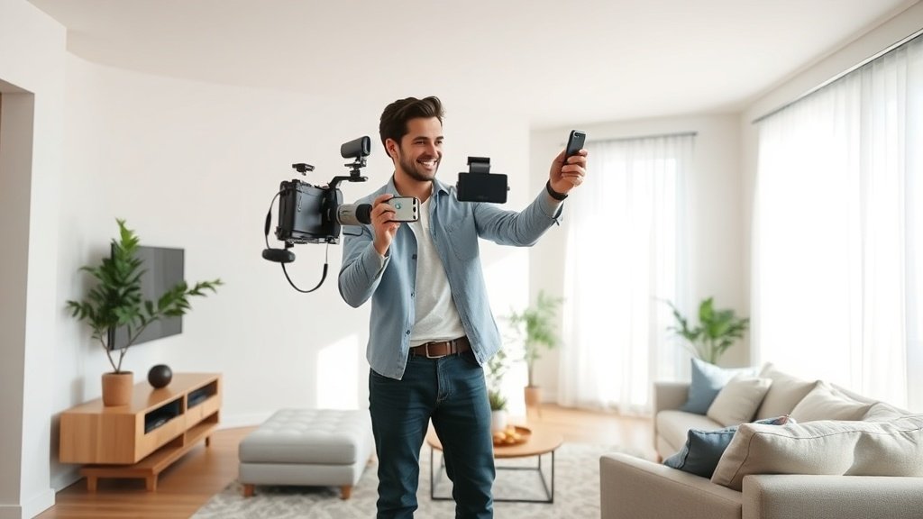 real estate agent creating a short home tour video