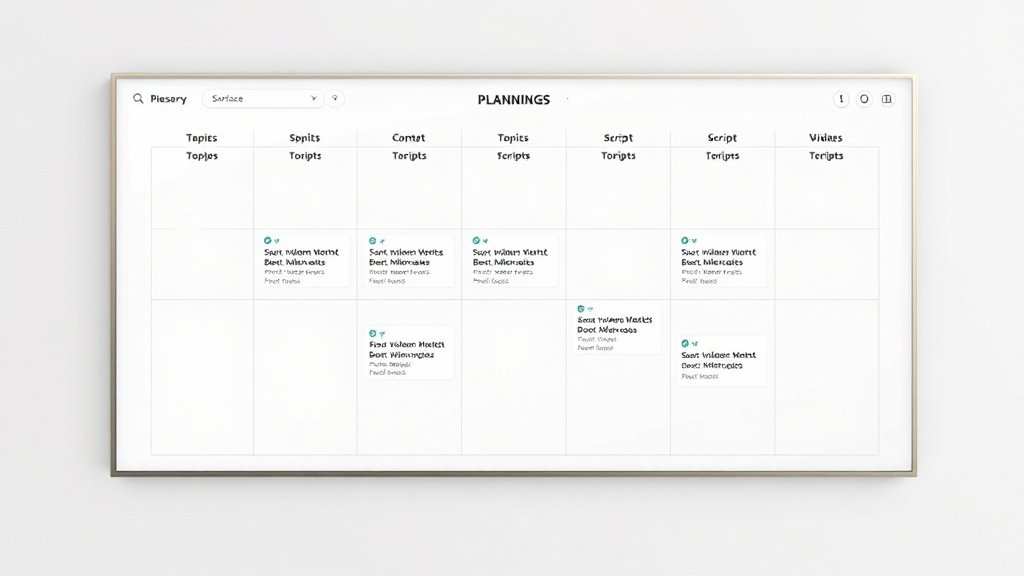 a visual content calendar for YouTube video production