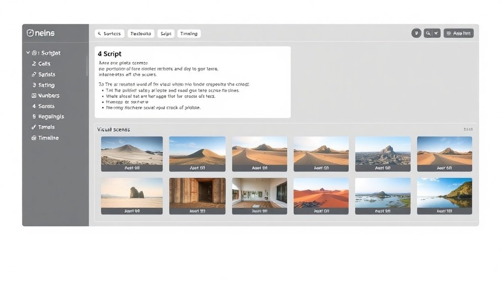 Workspace view with AI assembling a short video from script and visuals