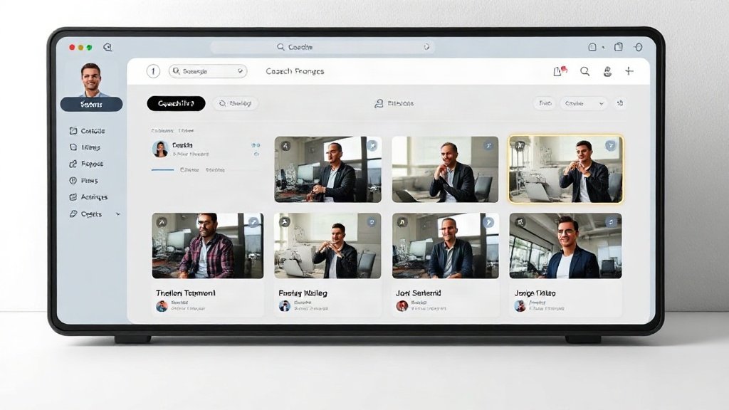 A dashboard filled with diverse testimonial video previews for a coaching brand