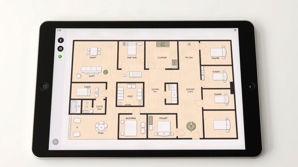 interactive property floor plan on a digital screen
