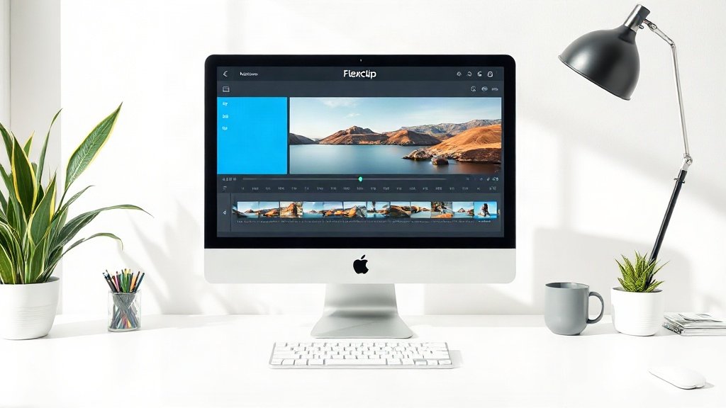 Editor screen with product video template open