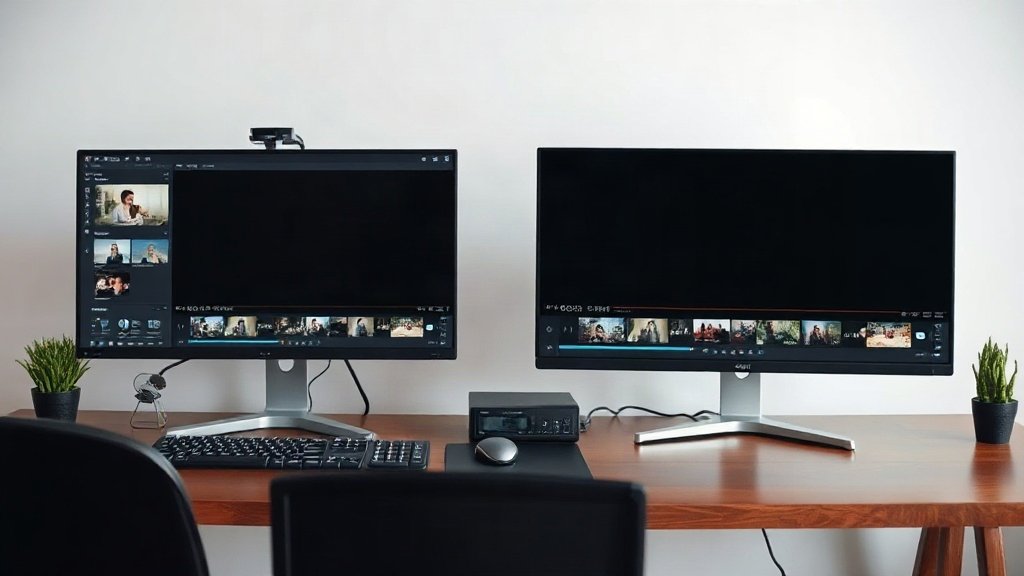 Video editing setup showing real-time AI workflow