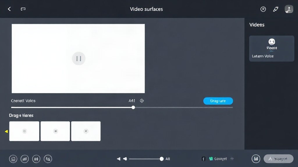 Interface with AI and user-uploaded voiceover options above a talking head timeline