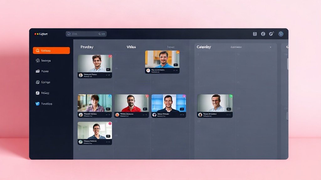 Social video scheduler calendar with talking-head video thumbnails
