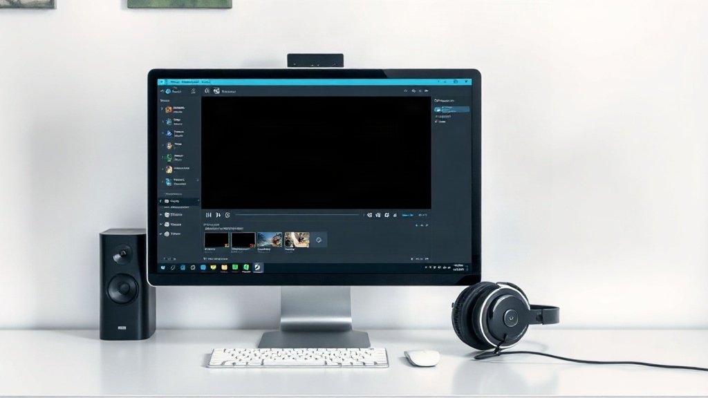 Faceless video creation setup on a desktop