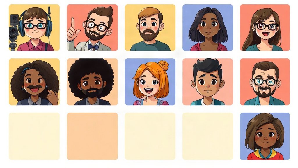 lineup of AI avatars for channel branding