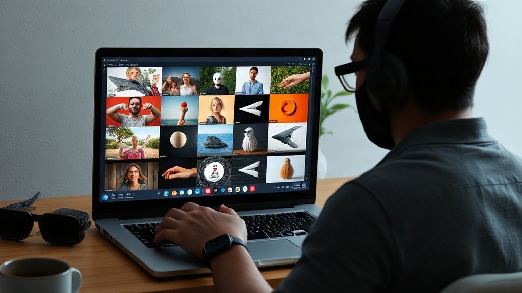 Creator reviewing faceless video assets for originality and compliance