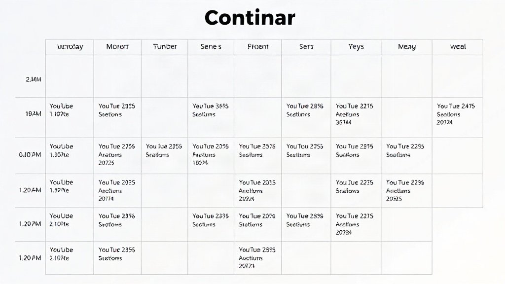 Visual of an organized YouTube batch video production calendar