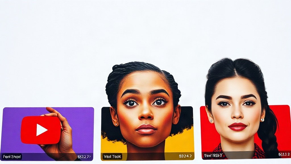 YouTube creator comparing AI-generated thumbnail choices with expressive faces