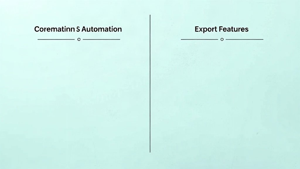 two-column chart of feature differences for AI video tools